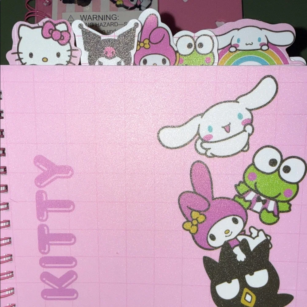 Hello Kitty Pink “Jibbitz” type Notebook, Tab Journal and Pen & Highlighters Set